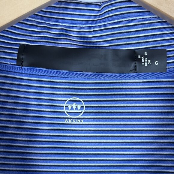 Ralph Lauren RLX Mens Blue Striped Wicking Golf Polo Sz XL - Picture 6 of 7